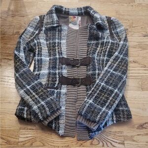 Free People Gray and Brown Plaid Jacket